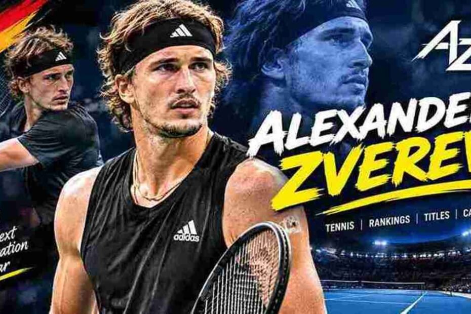 Alexander Zverev holding a tennis racket on a tennis court