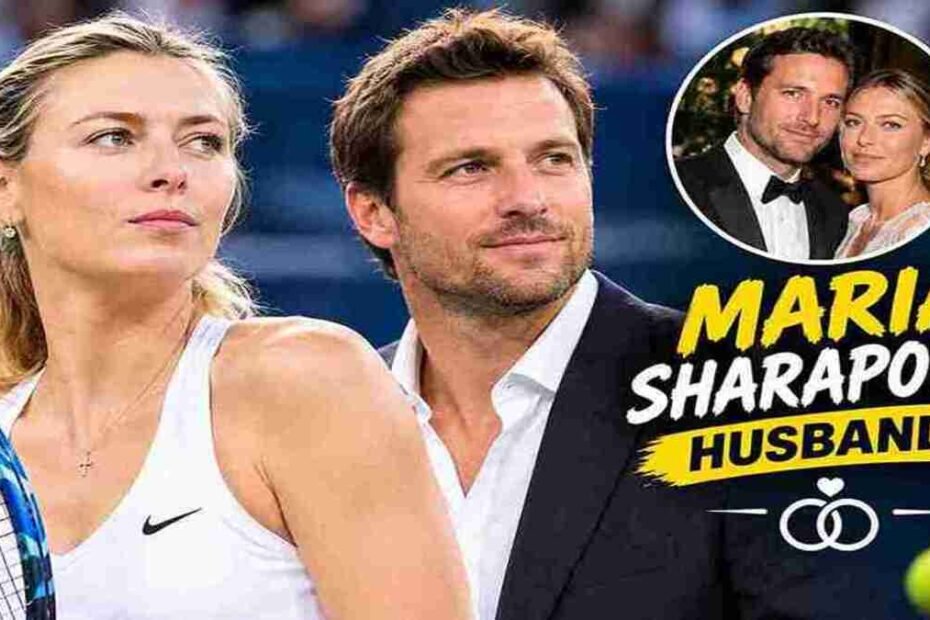 Maria Sharapova and Alexander Gilkes in an editorial-style couple portrait.